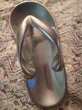 Vintage Silver Metallic Flip Flop Decorative Catch  All Jewelry Candy Dish India